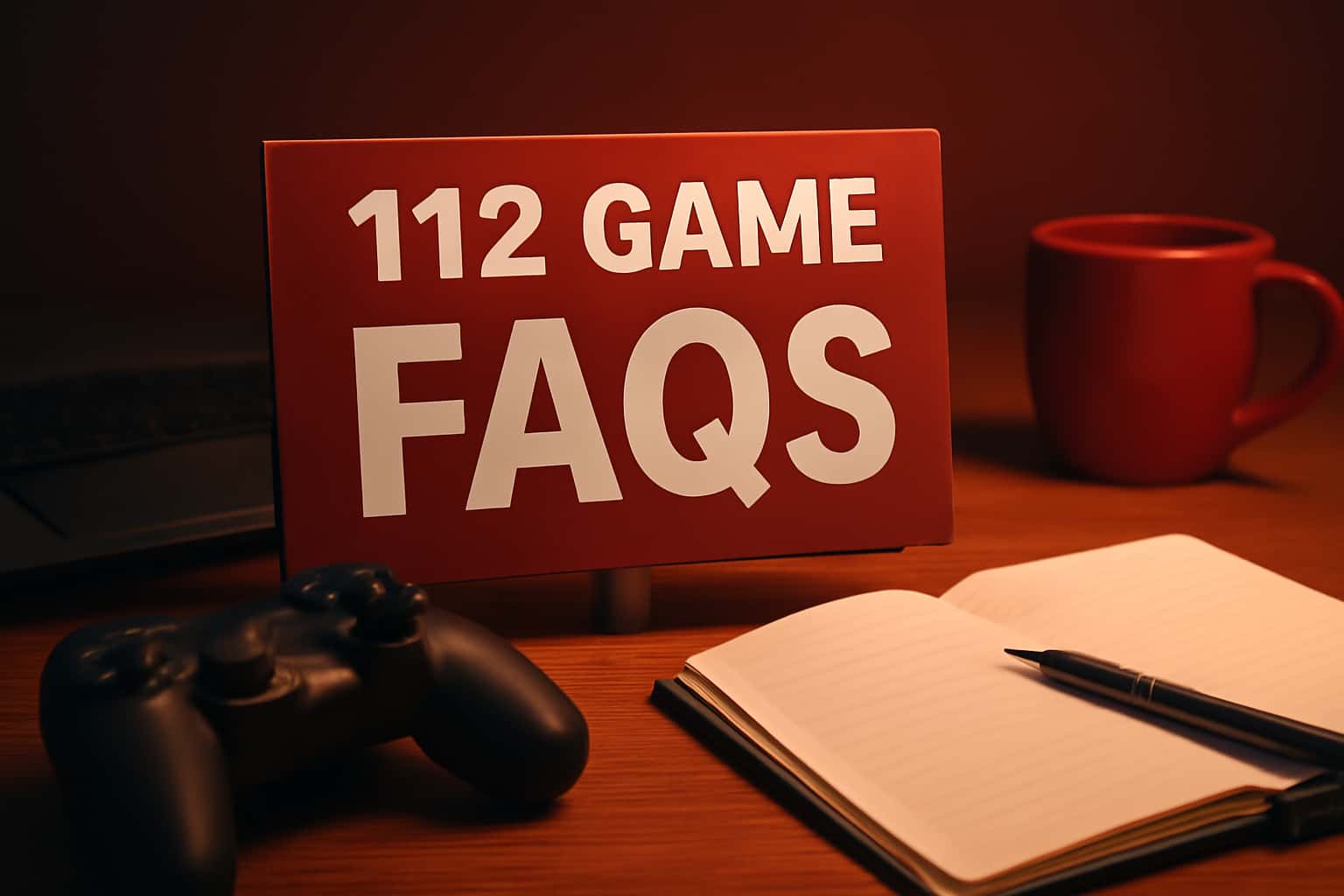 An informative visual representation of 112 Game FAQs, displaying essential information on a digital background.