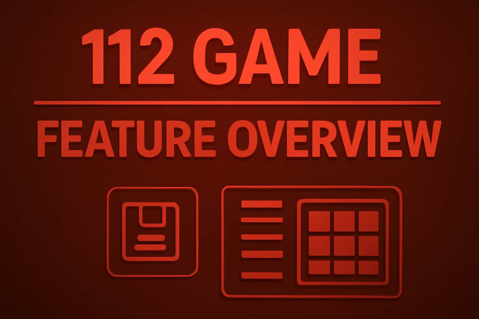 An informative scene themed around the 112 Game feature overview.