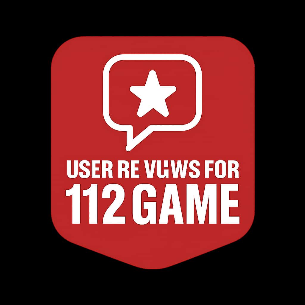 A simple badge representing user reviews for 112 Game.